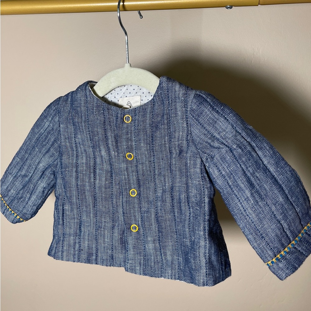 Maison Frida lightly quilted baby jacket. 6-9 months.